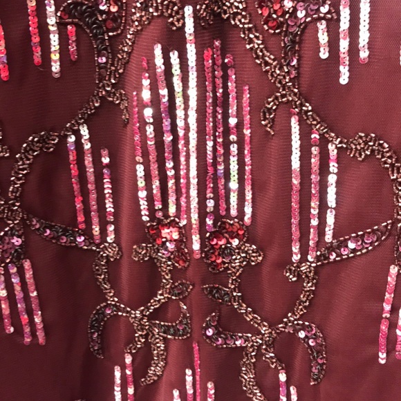 Aidan Mattox fringes V- neckline sleeveless beaded cocktail dress - Picture 5 of 9